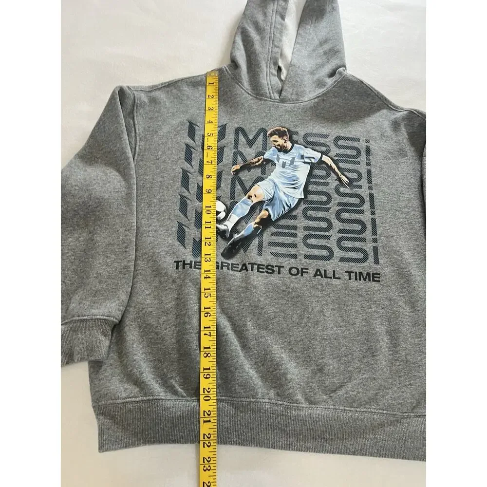 Messi Collection Unisex Kids Gray Pullover Hoodie, Graphic Messi, Size L